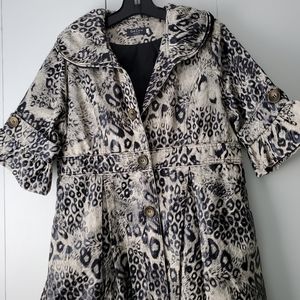 Jacket Red Coral Animal Print Large